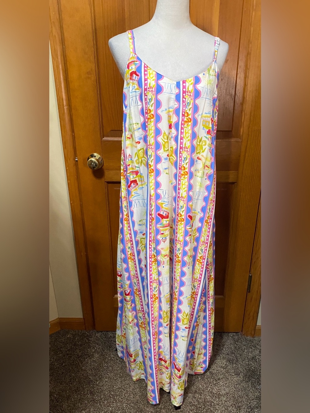 NWT LABEL of Love Multicolor Striped Floral Maxi Dress - Picture 3 of 5